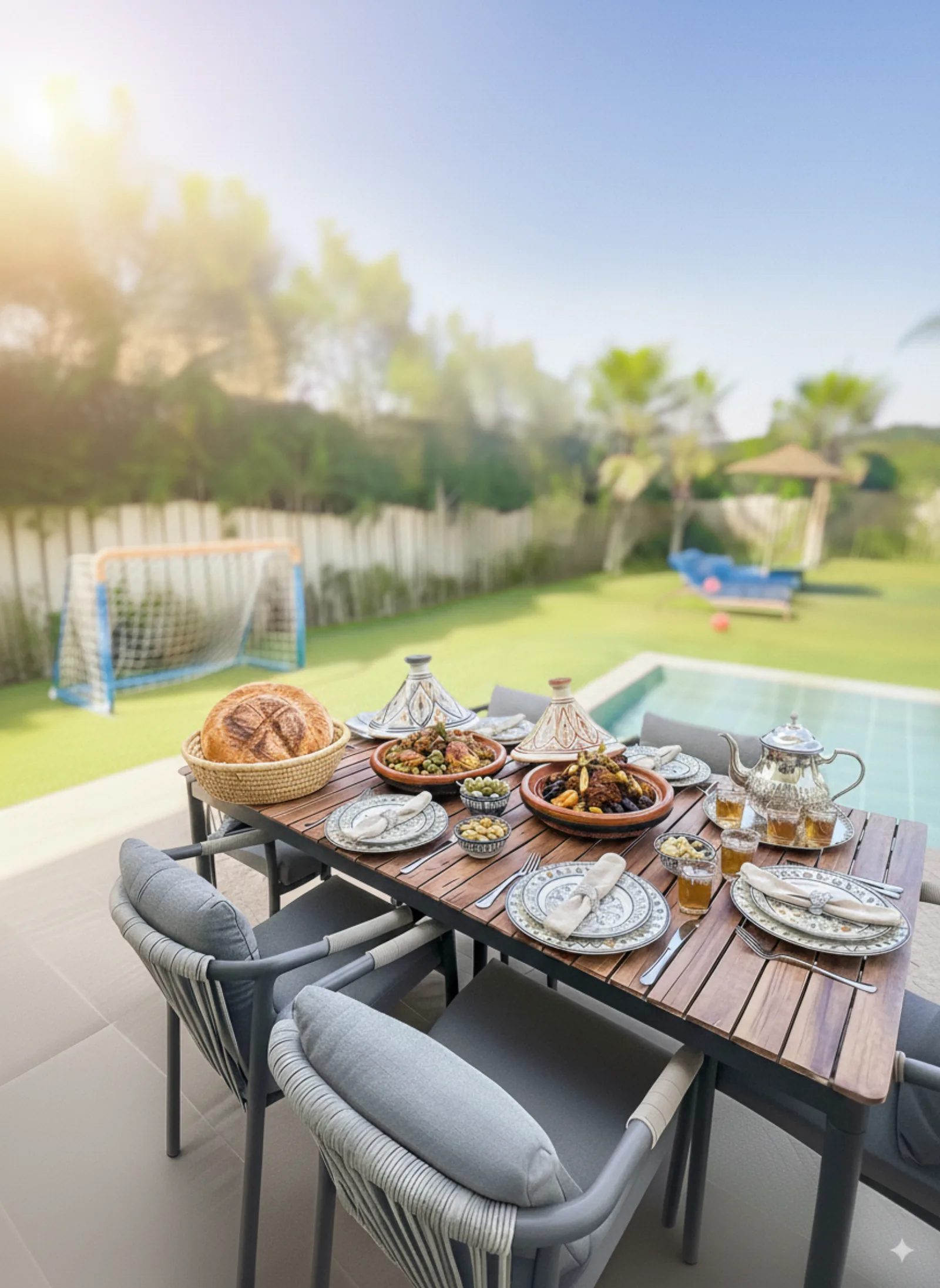 Déjeuner marocain préparé par la cuisinière Villa Azur