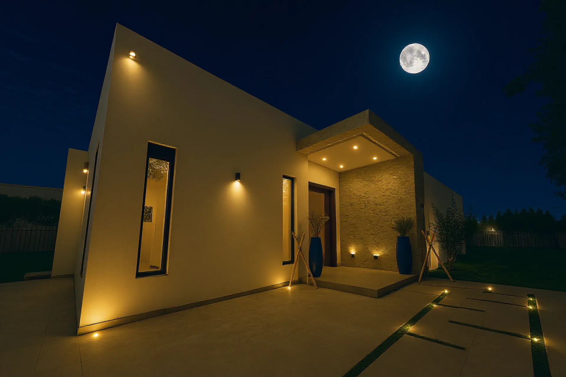Entrée Villa Azur de nuit